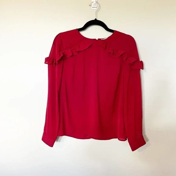 Rachel Parcell Red Ruffle Blouse - Picture 1 of 7